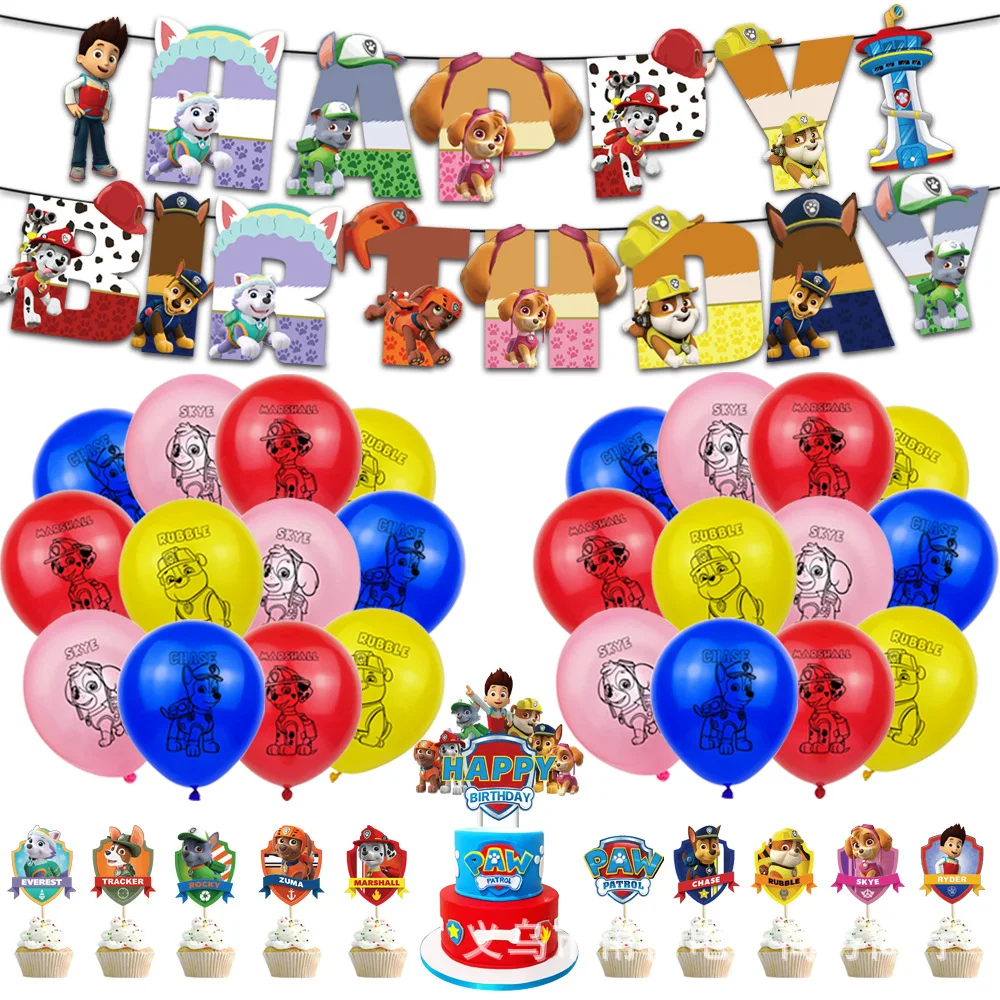 

Paw Patrol Cartoon Theme Party Decoration Banner Cake Flag Balloon Children's Birthday Party Suit Party Supplies Site lLayout