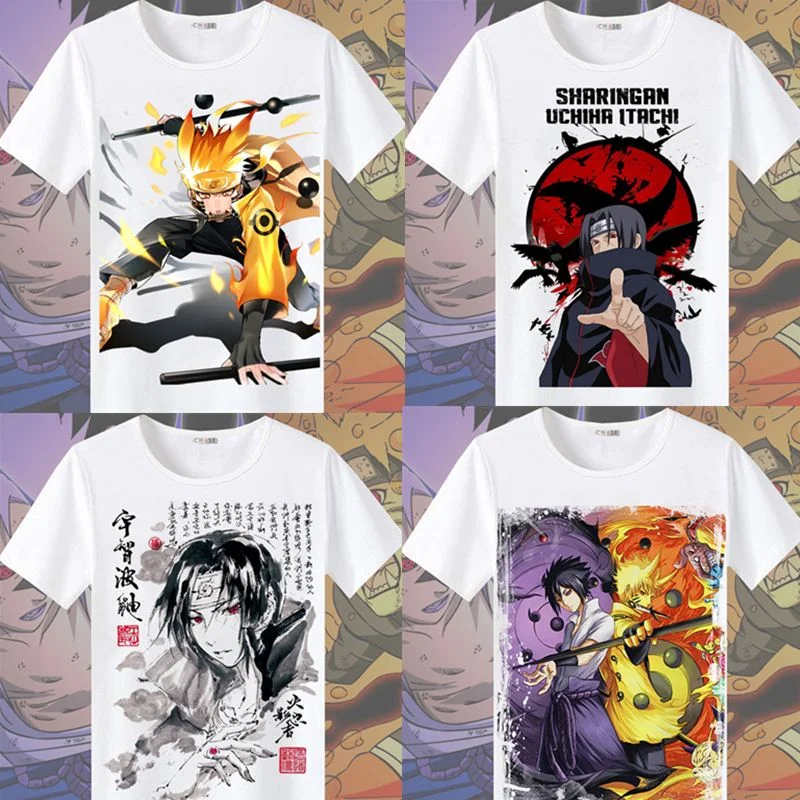 

Naruto anime cartoon short-sleeved T-shirt clothes new student two-dimensional Naruto Uchi Sasuke loose summer new wholesale