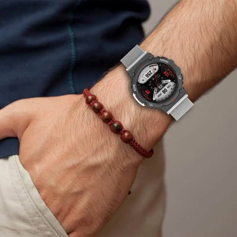 

Smart Watch Strap Stainless Steel Sweat-proof Metal Watchband Waterproof Thickened Watch For Amazfit T-rex2 Unisex