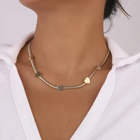 vintage goth heart snake chain necklace for women collar flat blade link clavicle choker necklace aesthetic jewelry accessories