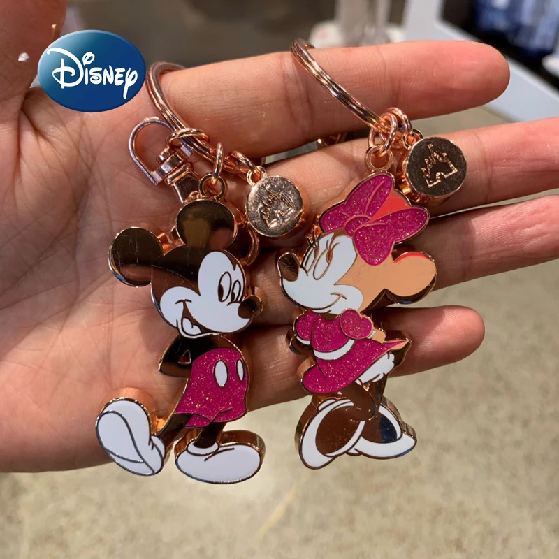 

Disney Original Cartoon Keychain Mickey Minnie Car Key Pendant Couple Decorations Children's Schoolbag New Decoration Toys