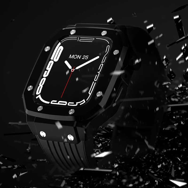 Metal case+Strap for apple watch series 7 45mm 44mm Box+bumper screen protector Frame+bracelet iwatch 6 5 4 SE Band Accessories