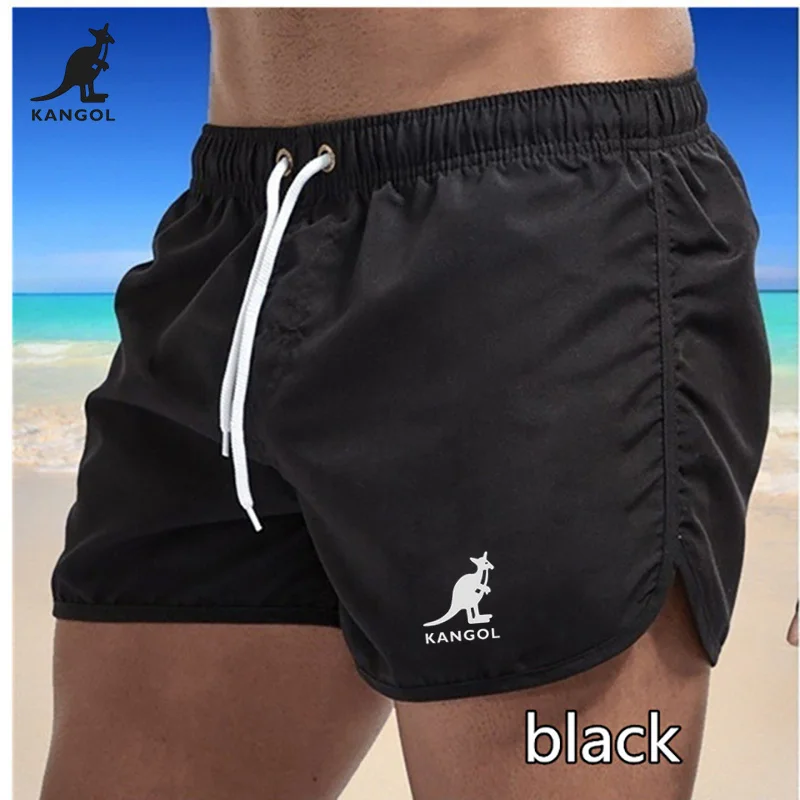 KANGOL Brand Men's Women's Shorts Summer Swimming Pants Boxing Shorts Sexy Beach Shorts Surfboard Men's 3D Silicone Logo