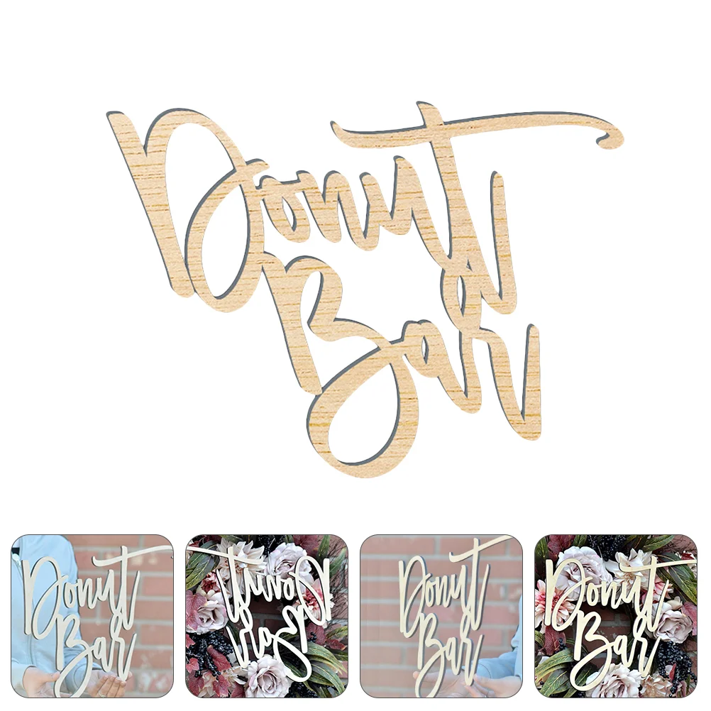 

Donut Sign Wood Bar Wedding Engagement Desktop Wooden Decoration Dessert Sweets