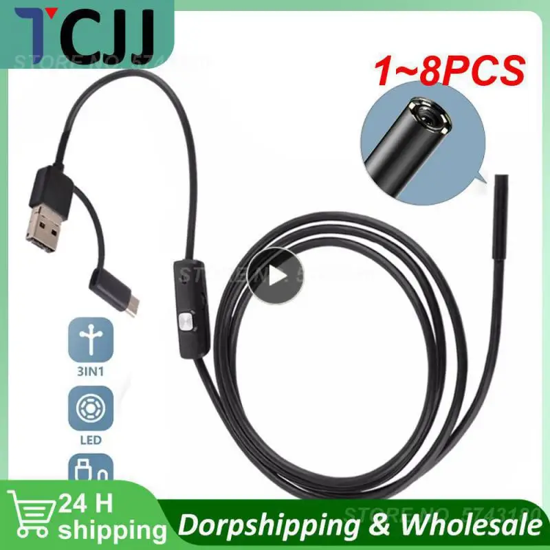 

1~8PCS MM IP67 Waterproof Endoscope Camera 6 LEDs Adjustable USB Android Flexible Inspection Borescope Cameras for Phone PC