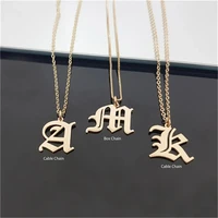 stainless steel custom name necklace men women fashion personalized old english letter pendant gold figaro chain jewelry gift