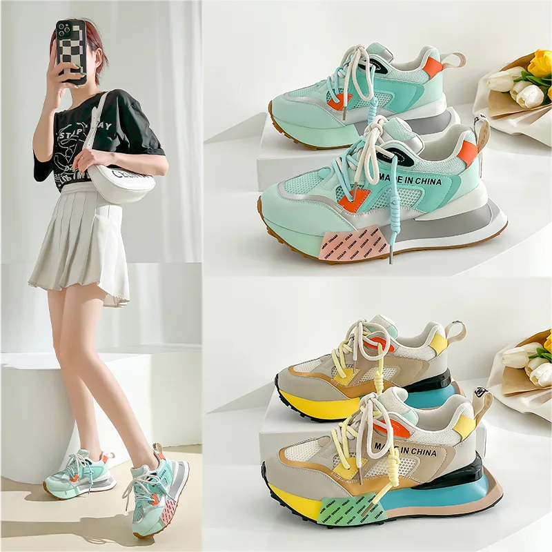 

Thick Soled Women Casual Shoes Trend Fashion Mesh Breathable Sneakers Women Sport Running Shoes Tenis Feminino