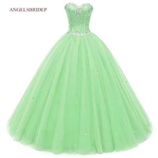 

ANGELSBRIDEP милое платье Quinceanera для 15 вечерние блестящее платье из тюля с кристаллами вечерние платья принцессы на день рождения Горячая Распродажа