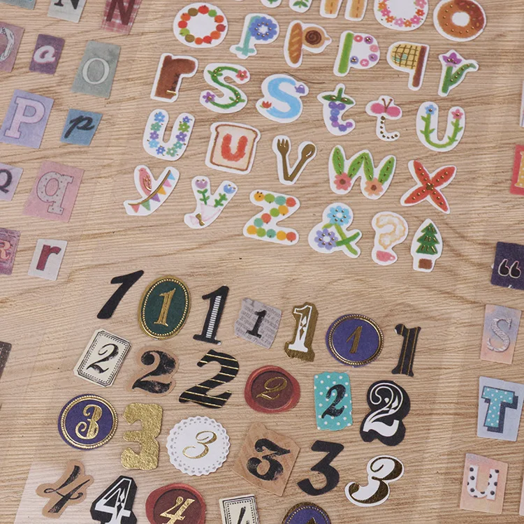 

Newest Retro Alphabet&Number Stickers Vintage Literature Book Decoration Diary DIY Stickers Stationery Wholesale