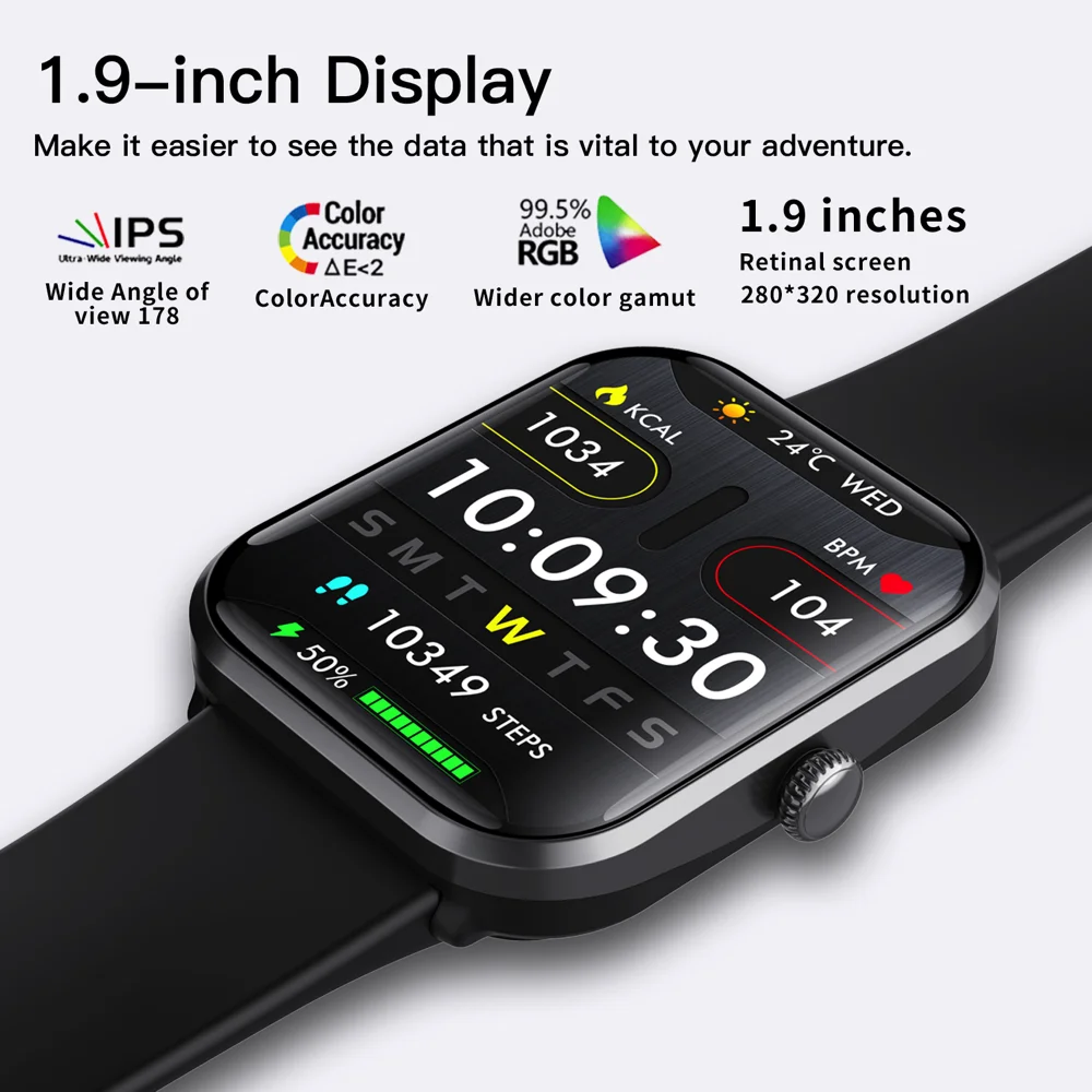 Фото SOS Смарт-часы для женщин и мужчин BT Call Smartwatch Фитнес-монитор Водонепроницаемый 108+ Спортивный режим Красный кислород в крови Мониторинг здоровья Met №4