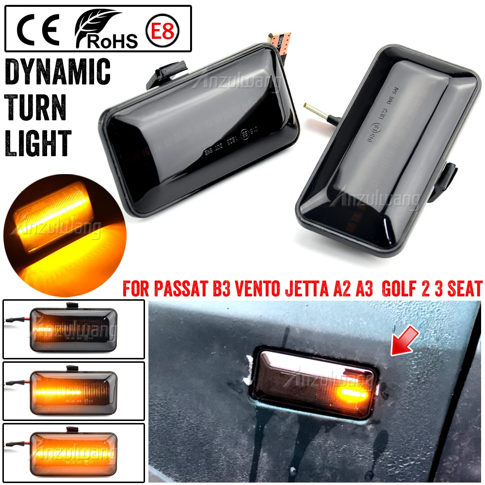 

2Pcs Dynamic LED Side Marker Light Turn Signal Blinker Lamps For Seat Ibiza 2 Cordoba 1 VW Jetta A2 Vento A3 Golf 2 3 Passat B3