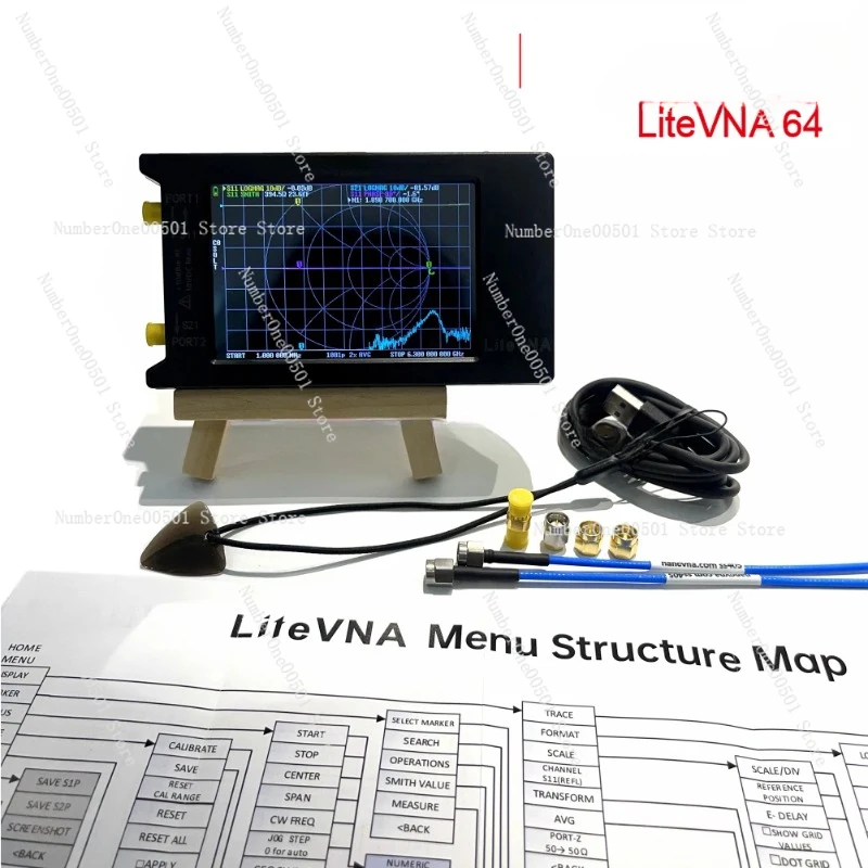 Векторный анализатор сети LiteVNA 64 ver0 1 50 кГц ~ 6 3 ГГц tinyVNA 4 дюйма NanoVNA HF VHF UHF антенна