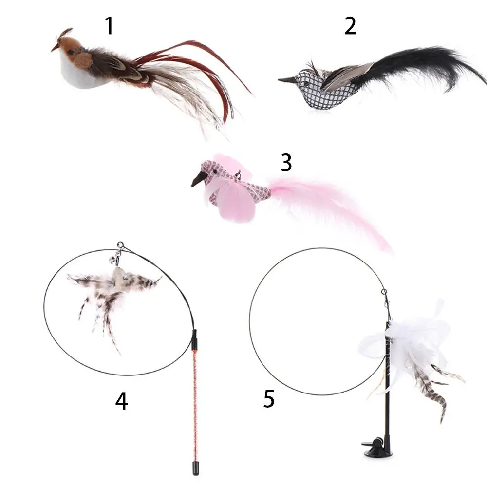 Игрушки для кошек имитация птицы искусственное смешное пушистое перо птица с