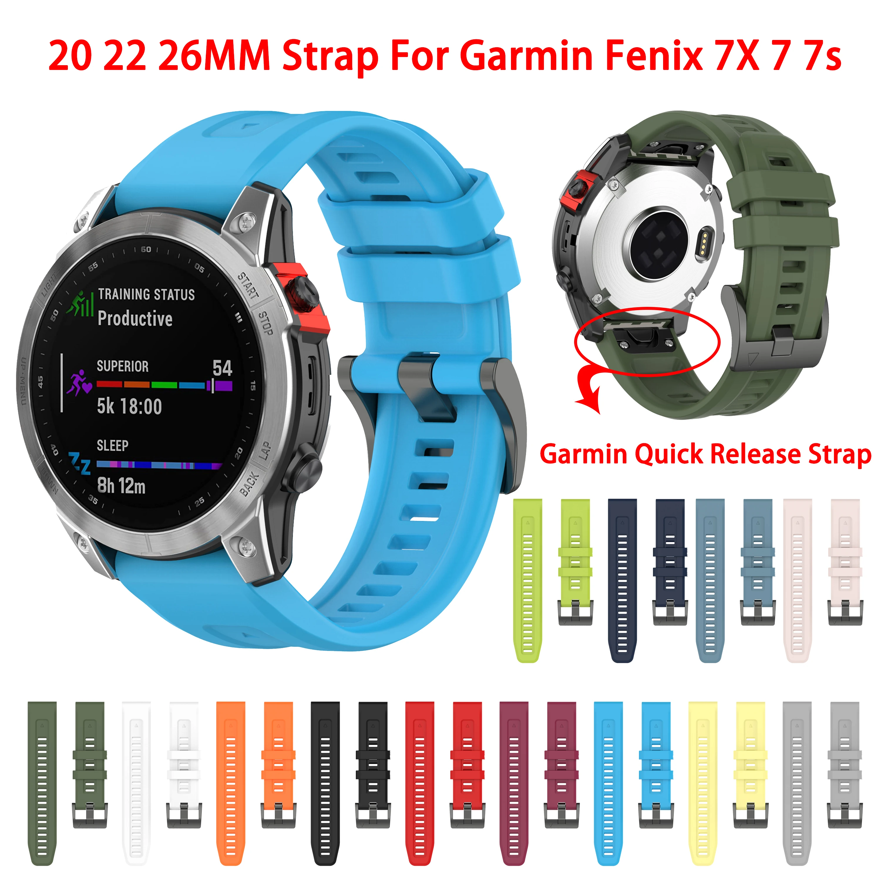 Ремешок для наручных часов Garmin Fenix 6 6X Pro 5X 5 силиконовый браслет смарт-часов 7 7X