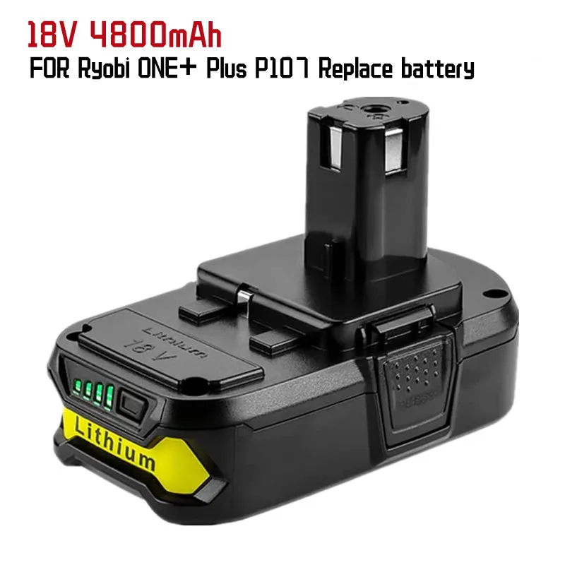 

Verbesserte 4,8 Ah ErsatzRyobi 18 V Lithium-Batterie, kompatibel mit Ryobi 18 Volt ONE + Plus P107 P108 P102 P103 P104 P105 P109