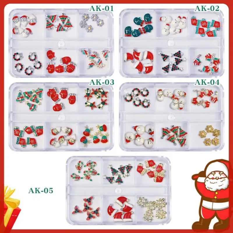 

Designs Christmas Tree sock snowflake Nail Art Decorations Alloy Metal DIY 3D Nail Rhinestones Accessories Jewelry Tools