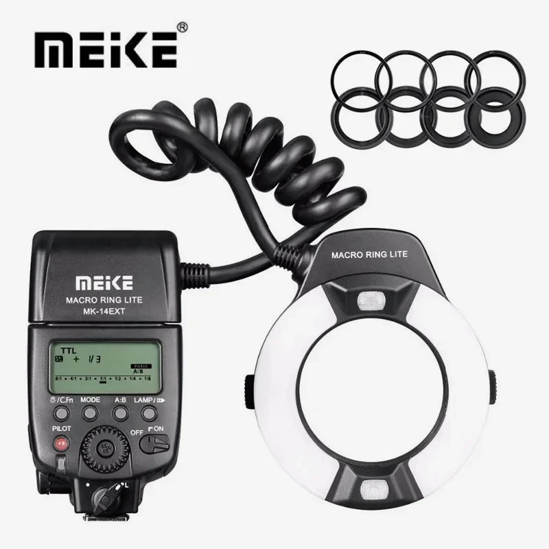 Фото Кольцевая вспышка MEIKE MK-14EXT E-TTL Macro LED Ring Speedlite для Canon 550D/760D/750D/1100D для Nikon D80 D300S D600 D700 D800 №2