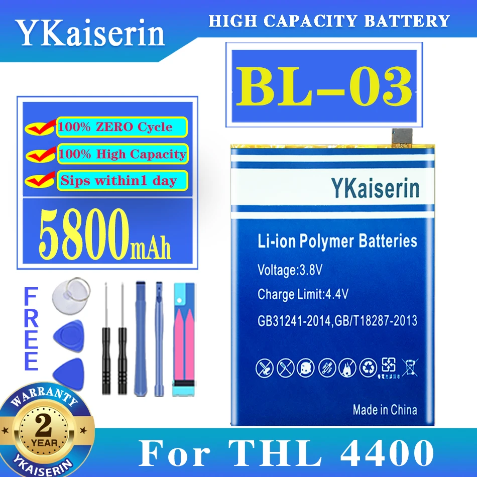 

BL-03 BL03 5800mAh YKaiserin Battery For THL 4400 Cell Phone Repair Replacement Batteria + Free Tools