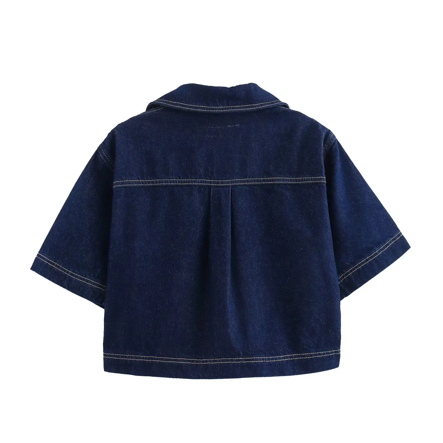 Женская джинсовая рубашка стильный топ с коротким рукавом повседневная