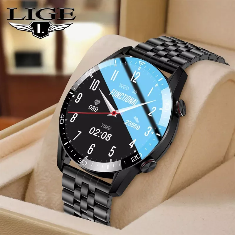 

LIGE 2021 New Fashion Smartwatch Bluetooth Call Sport Men's Watch Heart Rate Monitoring Music Control Luxury Smart Watch For