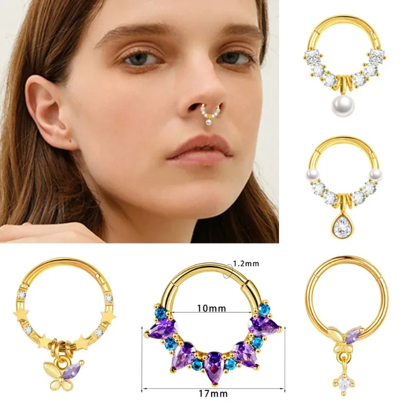 Женские Кольца для пирсинга носа из титановой нержавеющей стали