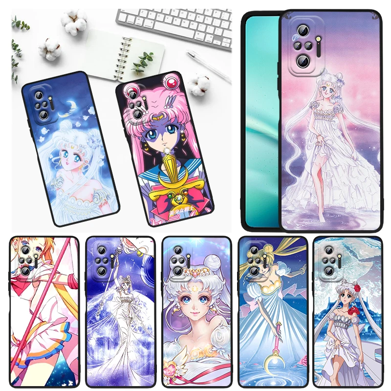 

Sailor Moon Cute Art For Xiaomi Redmi Note 11S 11 11T 10 10S 9 9T 9S 8 8T Pro 5G 7 5 4X Black Soft Phone Case Funda