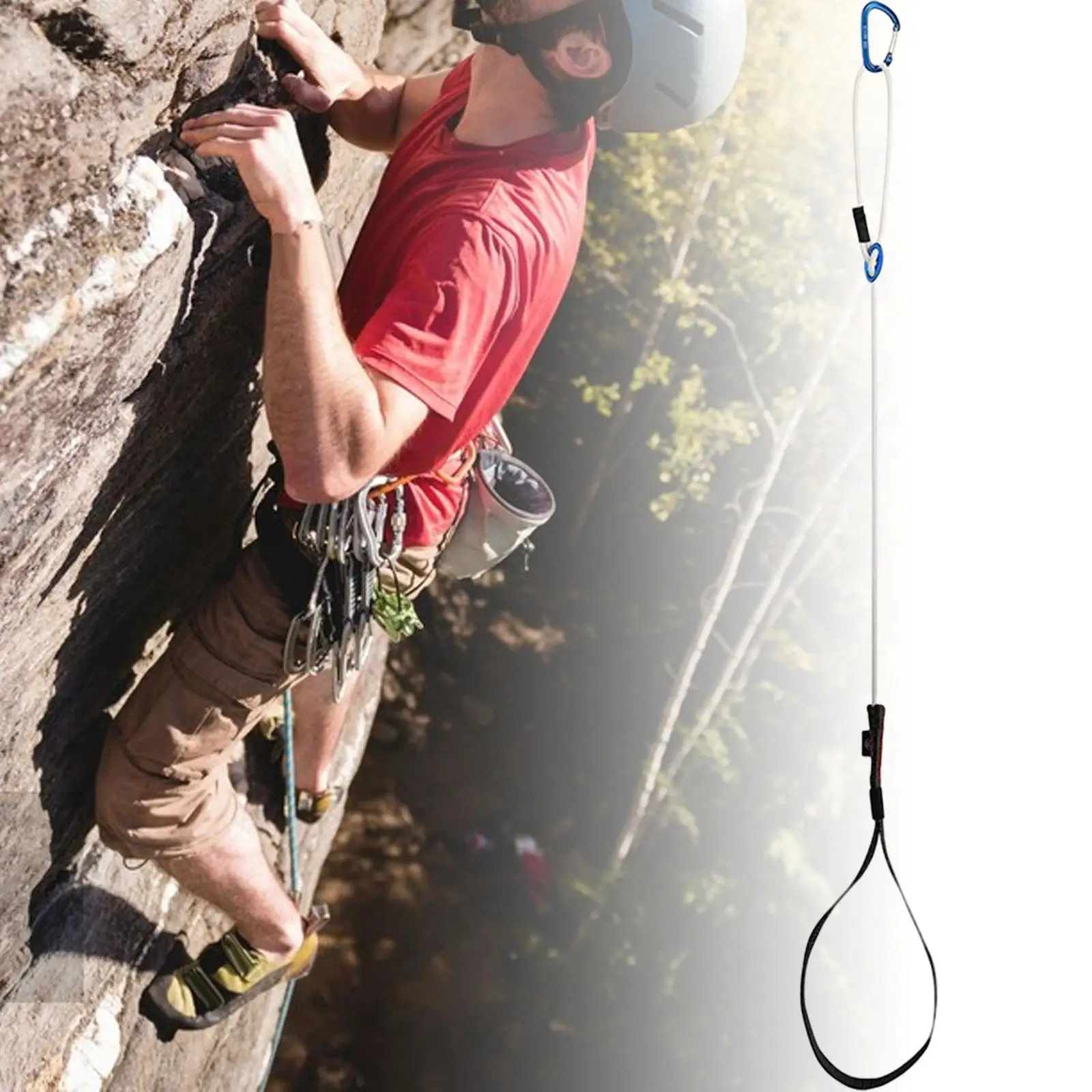 

Nylon Rock Climbing Ascender Rope Foot Loop Ascender Webbing Ladder Rope Strap Rigging Gear for Expedition Caving Rappelling