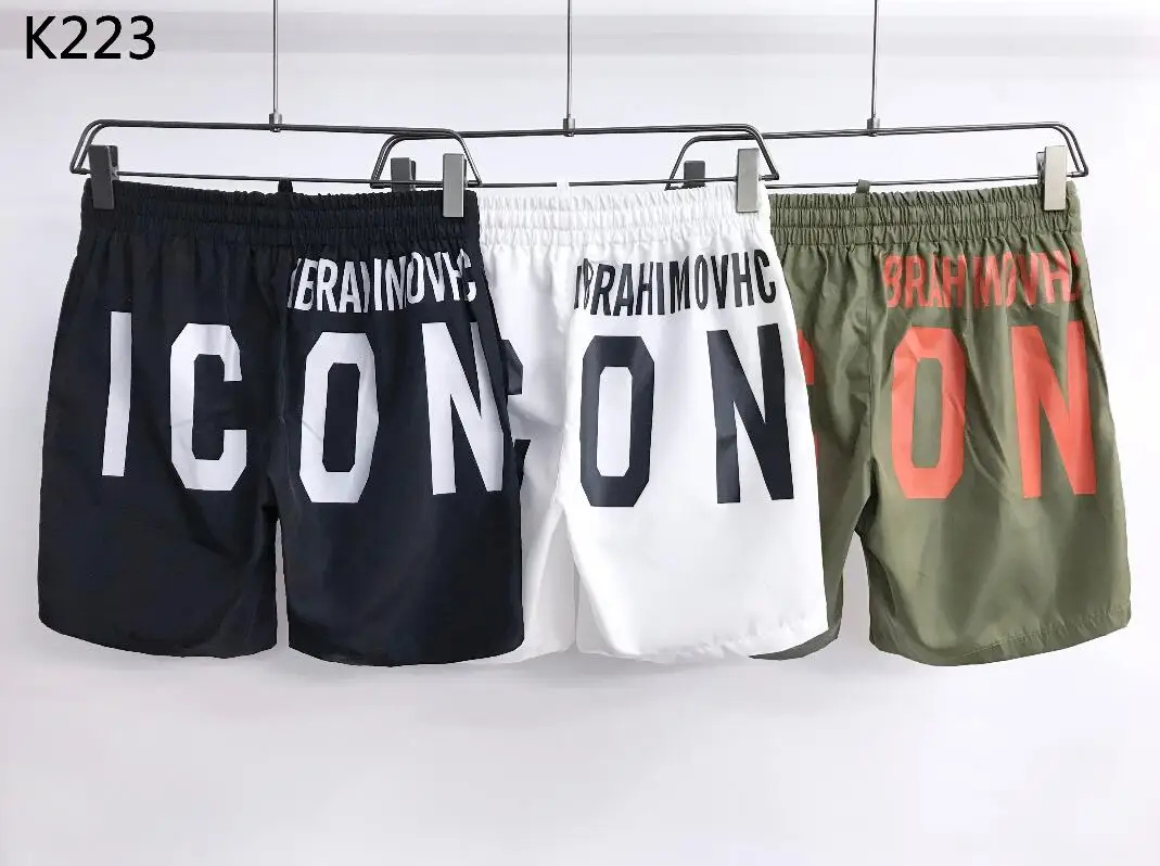 

Hot Dsq2 Label Luxury Men Swimwear Drawstring Swimming Trunks Beach Shorts Casual Surf Board Suits Bathing ICON Trunks