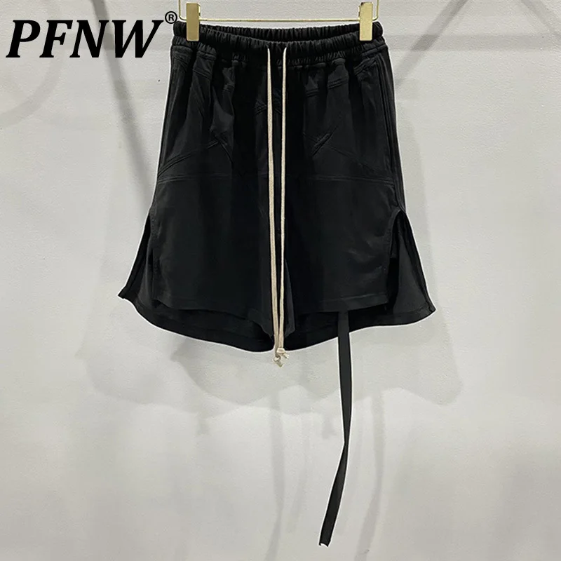 

PFNW Summer New Men's Splicing Darkwear Loose Drawstring Shorts Solid Color Tide Versatile Mid-waist Elastic Waist Pants 12Z1339