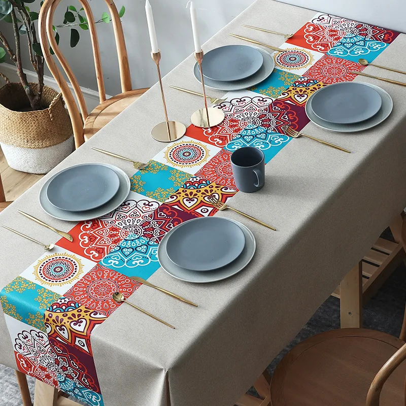 

Pvc Tablecloth Rectangular Boho Table Cover Waterproof Oil-proof Coffee Table Runner Fabric Table Mat Dinning Table Set Decor