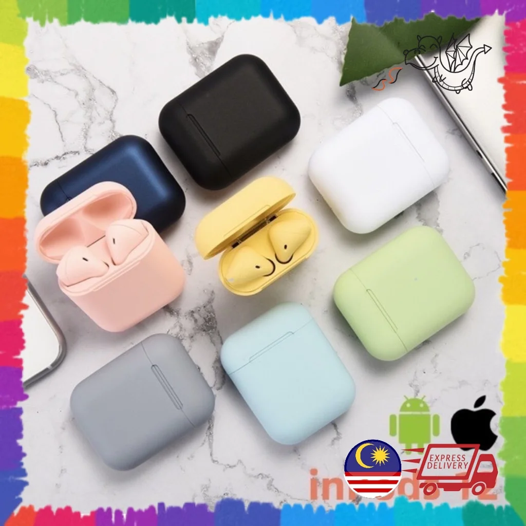 

InPods 12 TWS Makaron Wireless Bluetooth Earphone i12 Headset Earbuds Touch Control Earpods Airpod i12