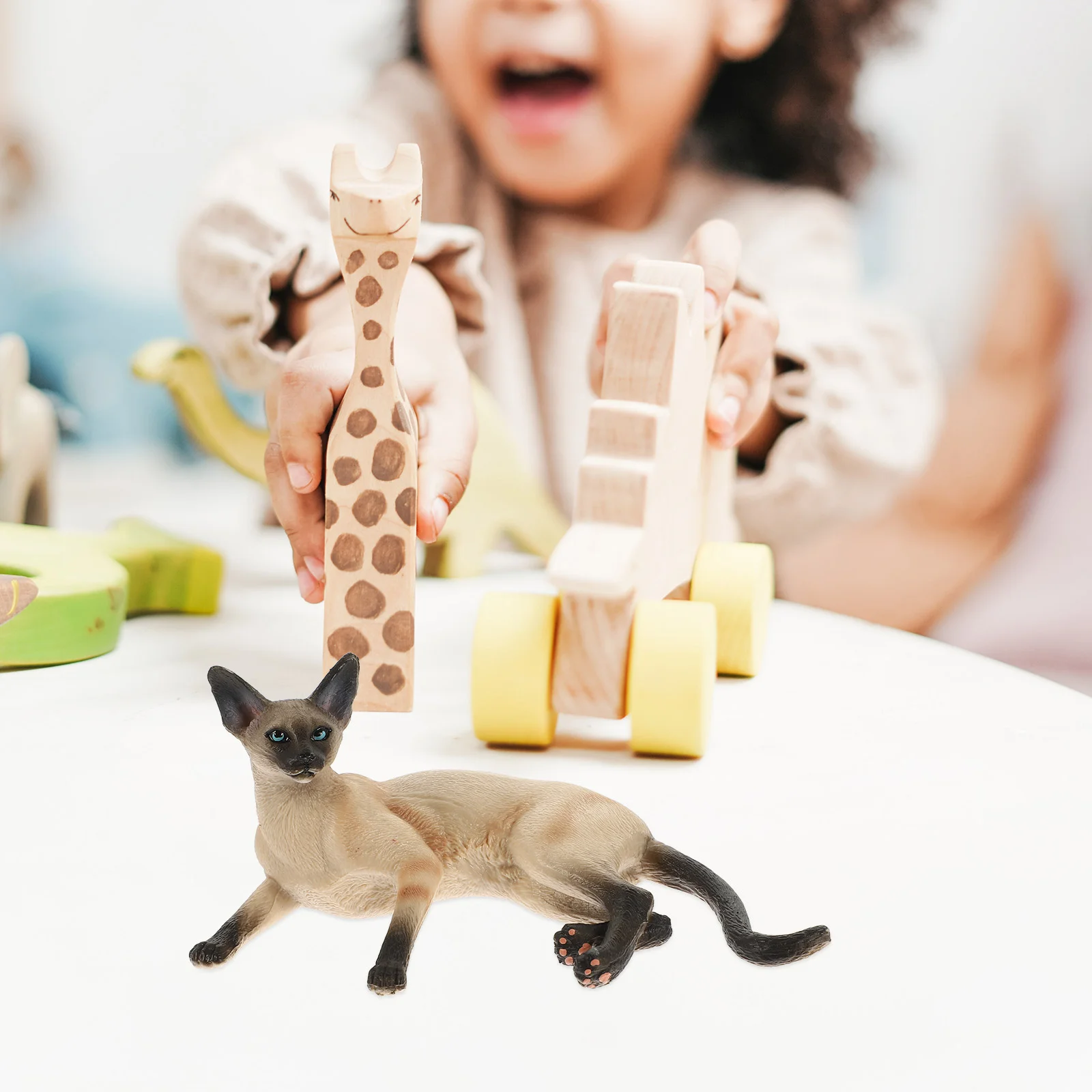 

Toy Simulation Cat Decoration Small Statue Siamese Garden Plastic Adorn Fake Model Child