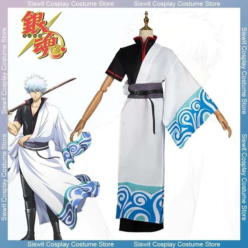 Фото Аниме Gintama Sakata Gintoki Косплей Костюм Топ Брюки Комплект Пояса Японское Кимоно Униформа Вечерние Карнавальный Костюм Женщины Мужчины Наряды №1