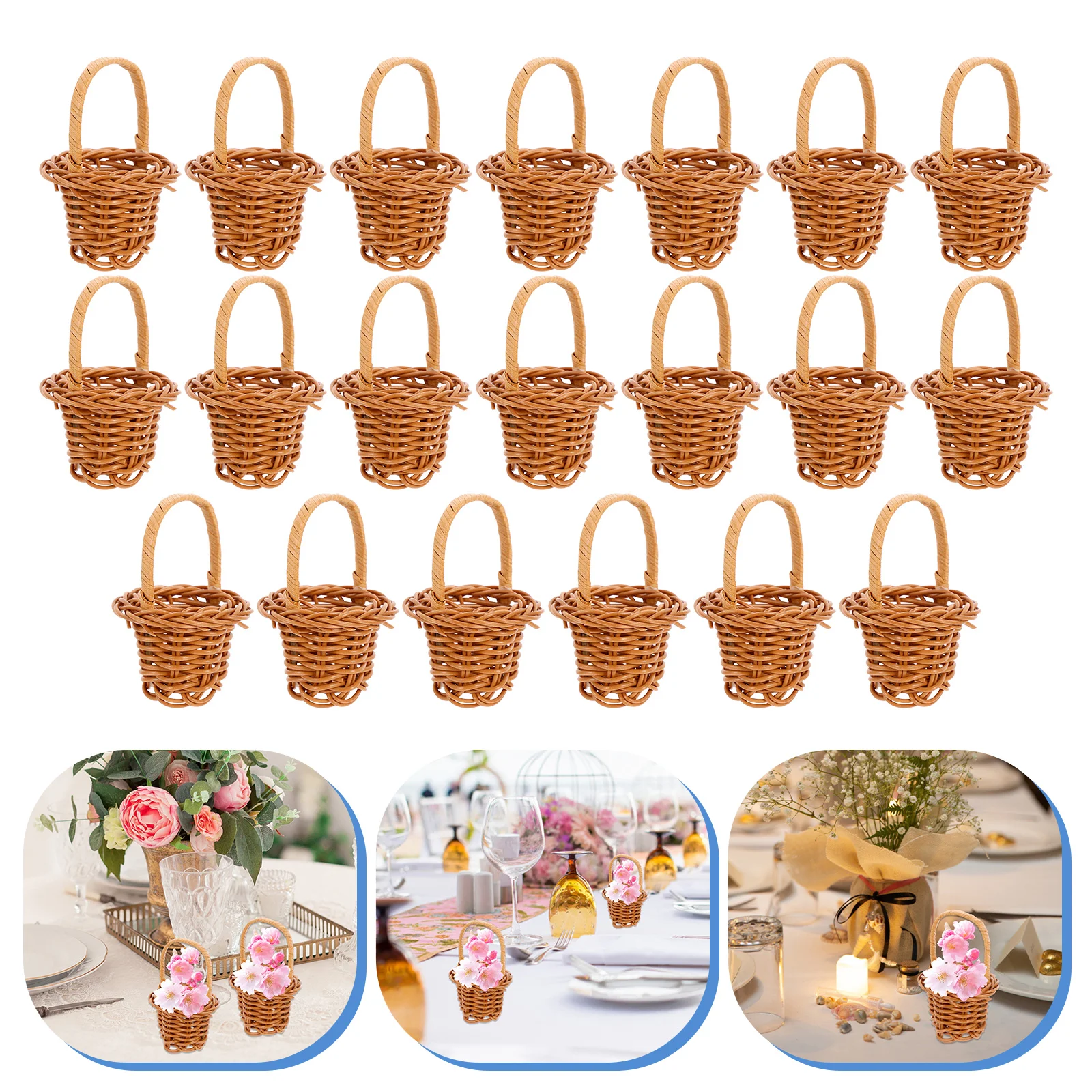 

Basket Mini Baskets Woven Flower Picnic Rattan Wicker Handheld Wood Miniature Tiny Decorative Handles Props Gift Photo Furniture