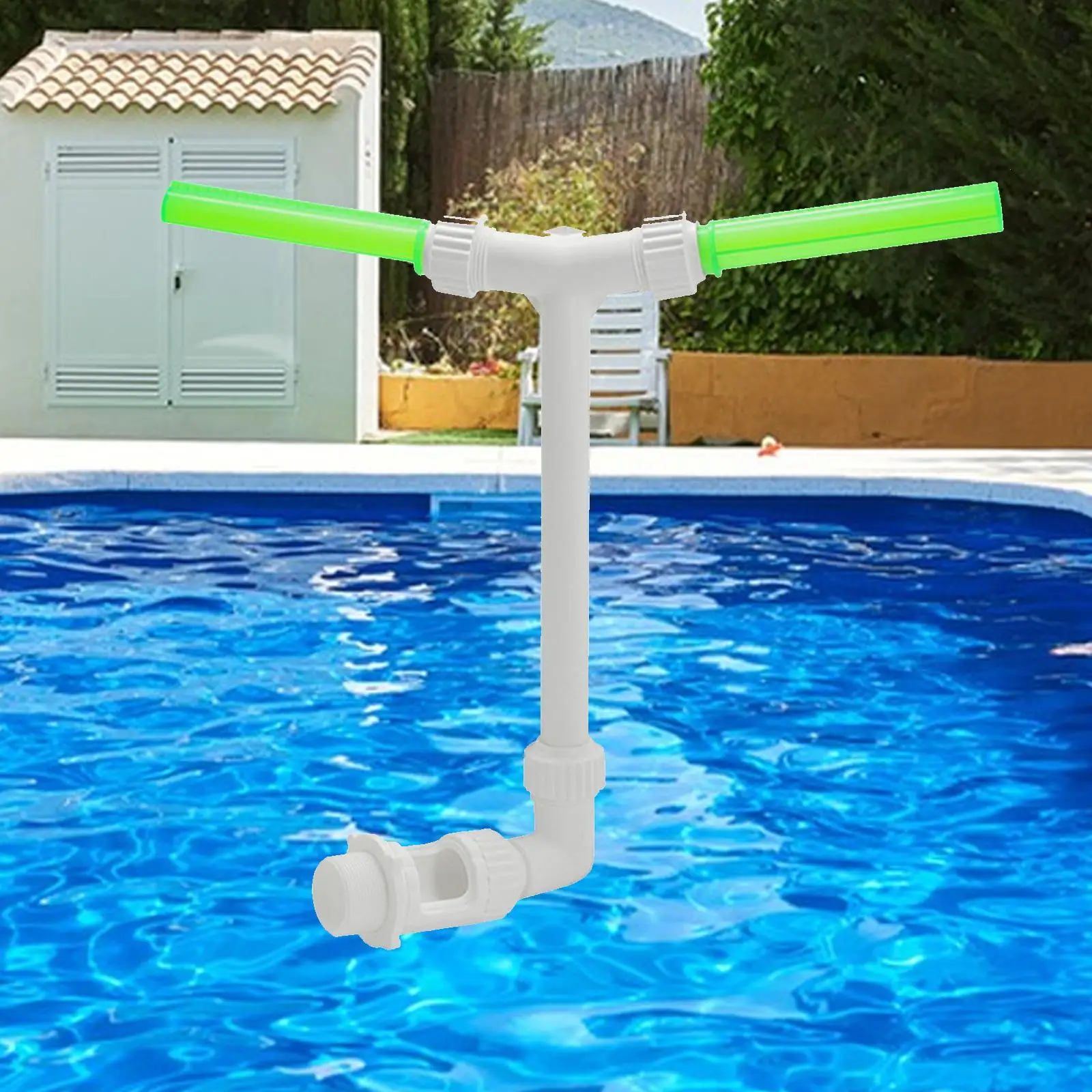 Флуоресцентный зеленый водный фонтан для бассейна регулируемый двойной