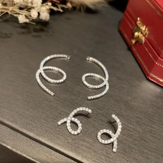 Серьги с волнистыми линиями милые женские двухсторонние элегантные серьги