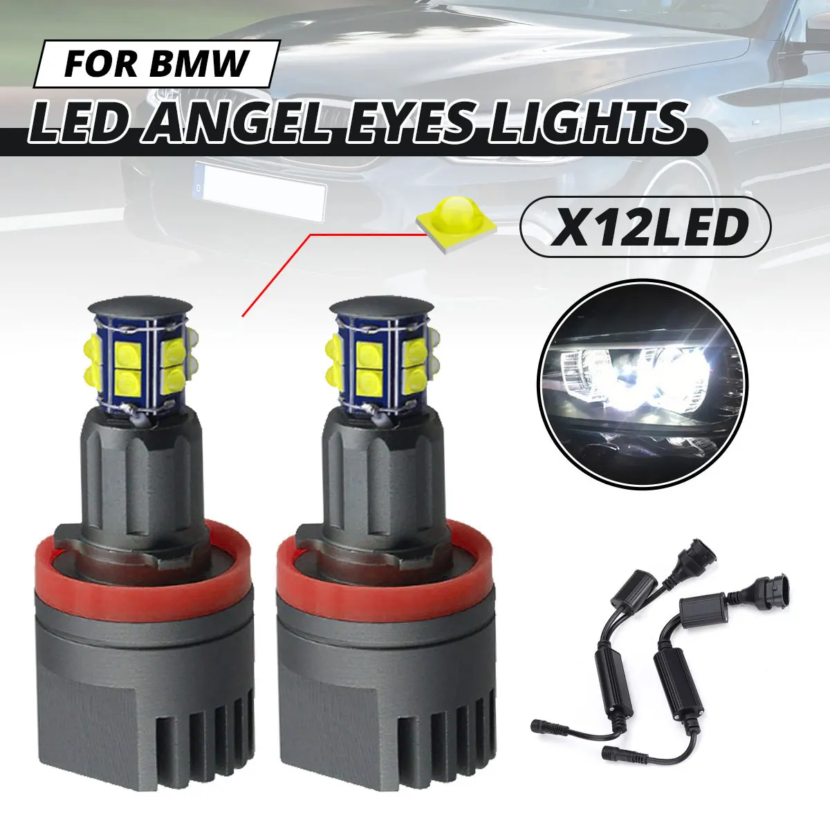 

2Pcs 120W H8 LED Angel Eyes Fog Light Ring Headlight Canbus For BMW E60 E61 E63 X5 E70 X6 E71 E90 E91 E92 E93 M3 E89 E82 E87