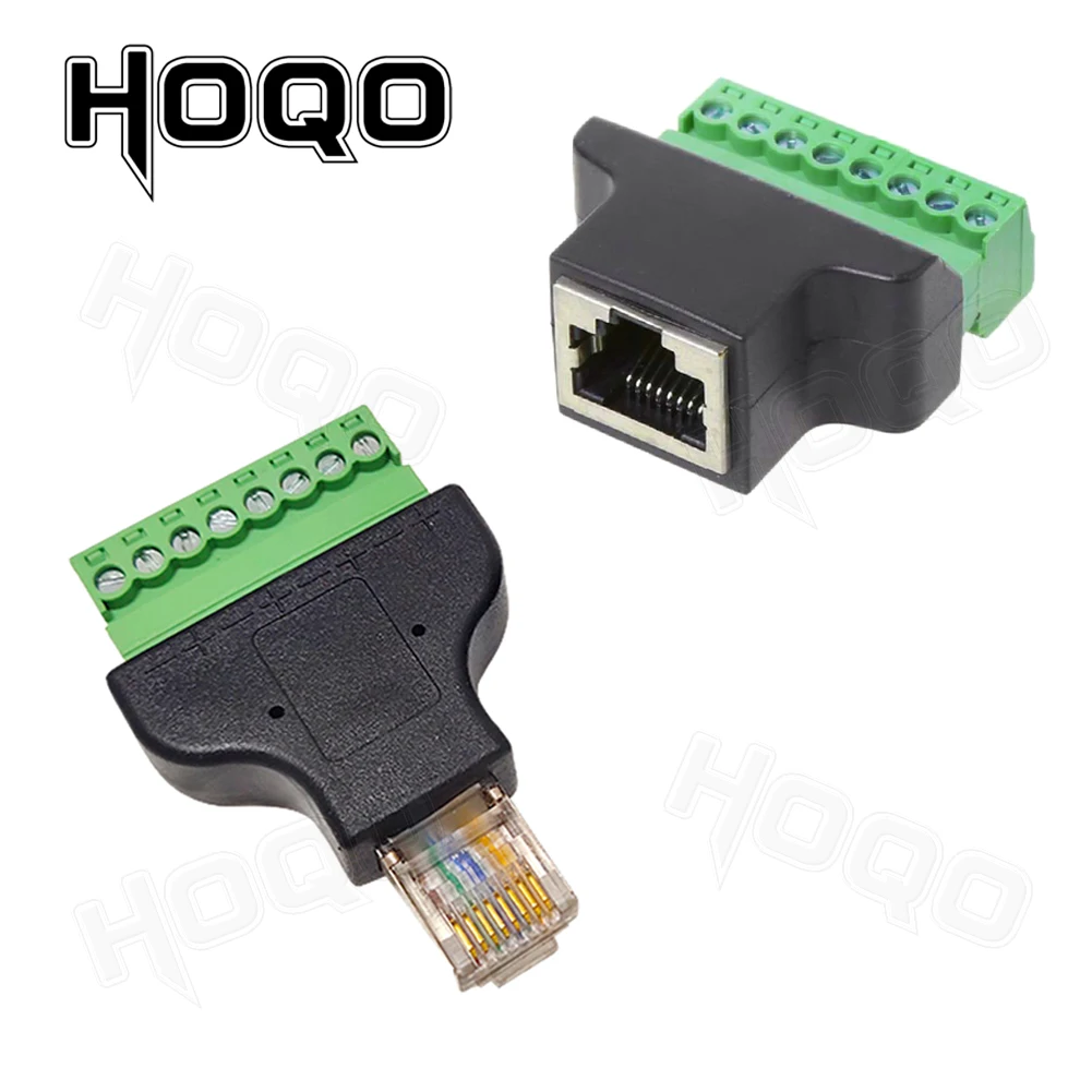 

RJ45 to Screw Terminal Port 8p Connector Ethernet Rj45 Male Female to 8 Pin Screw Terminal Network Cable Adapter for CCTV DVR