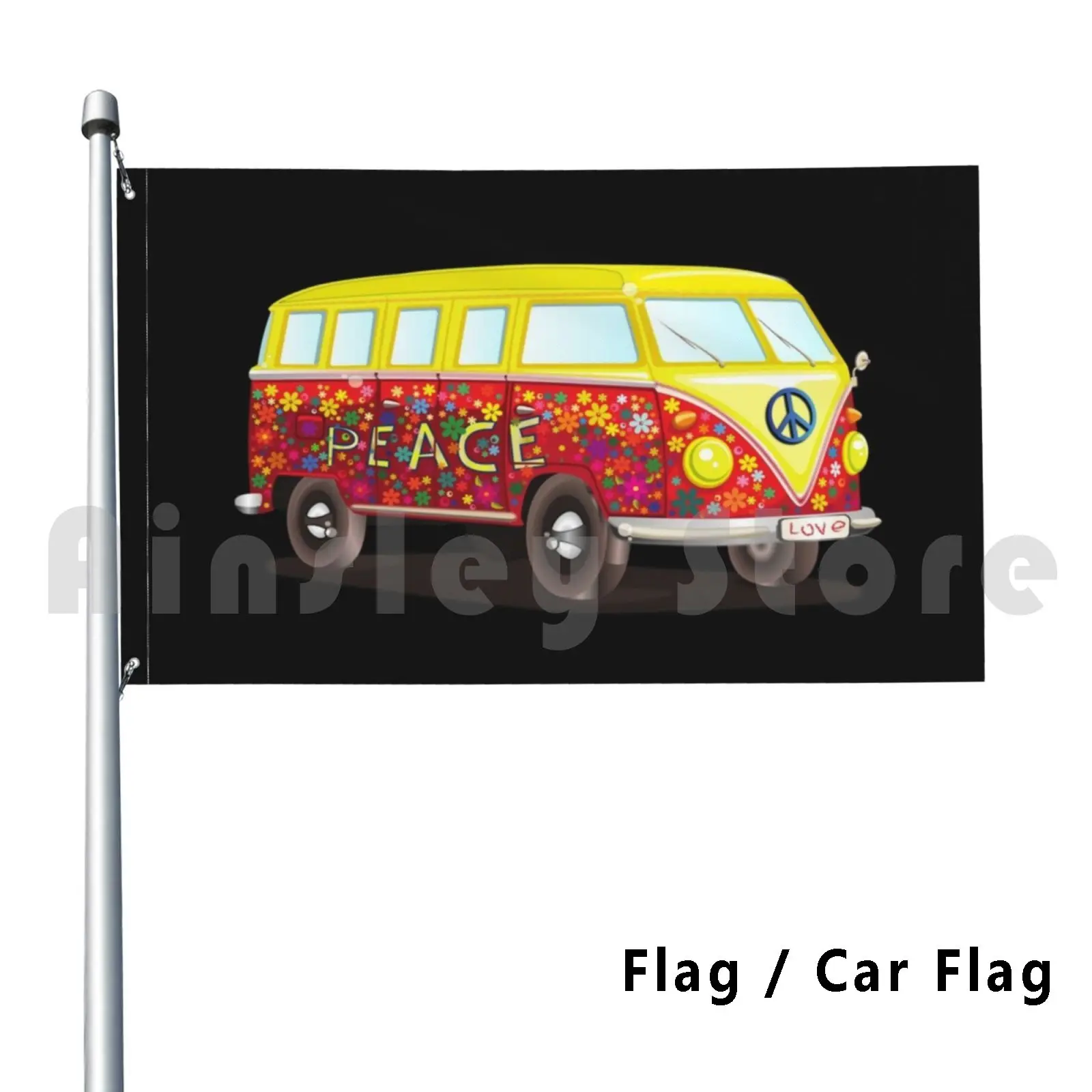 

Classic Retro Peace Bus Van 60s 70s Outdoor Decor Flag Car Flag 1548 Retro Classic Vintage Groovy Peace Love