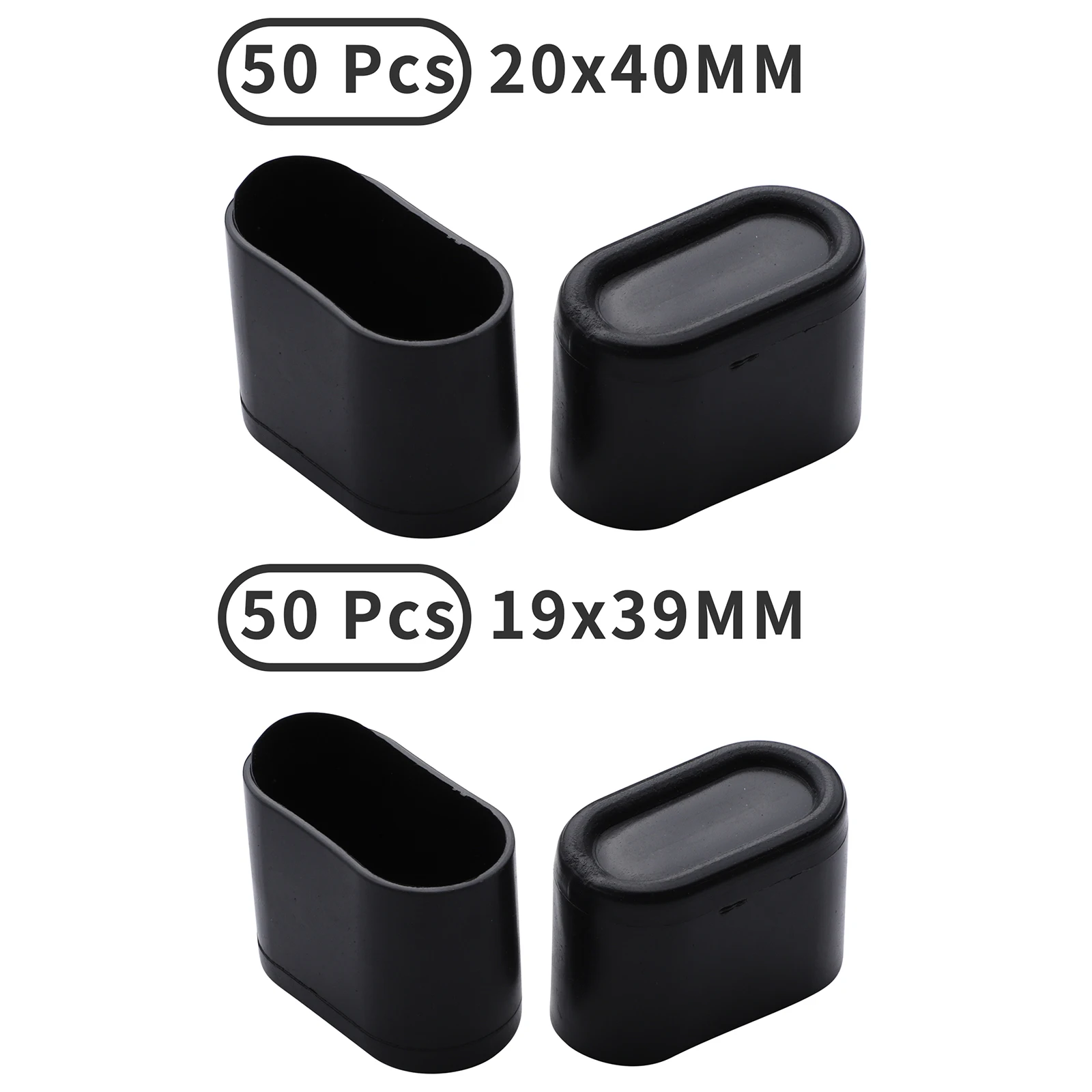 

50Pcs Oval Black Plastic Desk Leg Caps Wear Resistant Student Table Foot Covers Chair Leg Floor Protectors for School Home