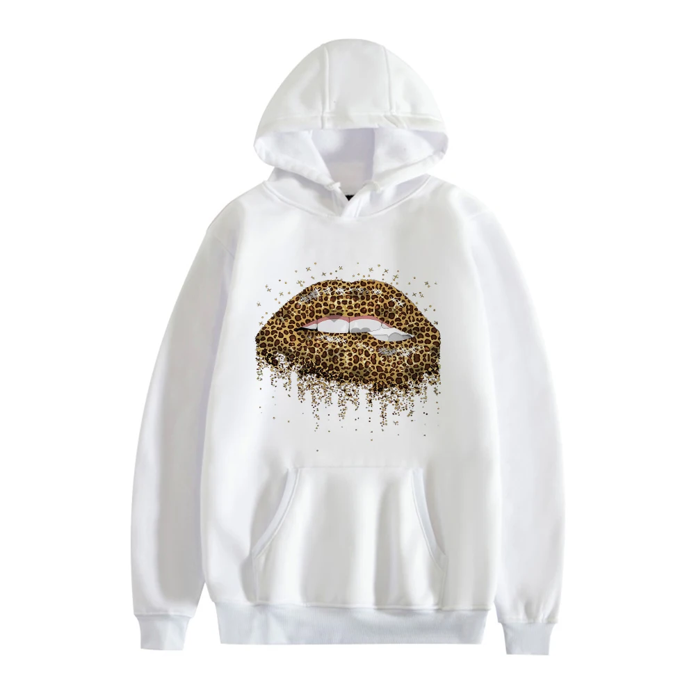 

Худи с леопардовым принтом губ, Свободный свитшот с длинным рукавом в стиле унисекс, повседневные пуловеры, Корейская одежда, свитшот, Мужск...
