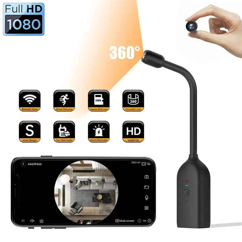 

1080P HD Smart Home Small Surveillance Camera WiFi 360° Wide Angle Micro DIY Camcorder Security Remote Two Way Talk Alarm IP Cam