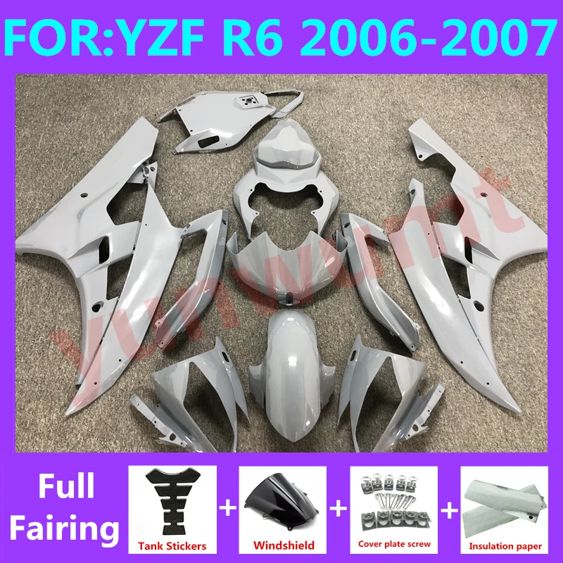 

Новый набор обтекателей для мотоциклов ABS, полный комплект обтекателей для YZF R6 2006 2007 бриллиантов 06 07, Обтекатели для кузова серого цвета