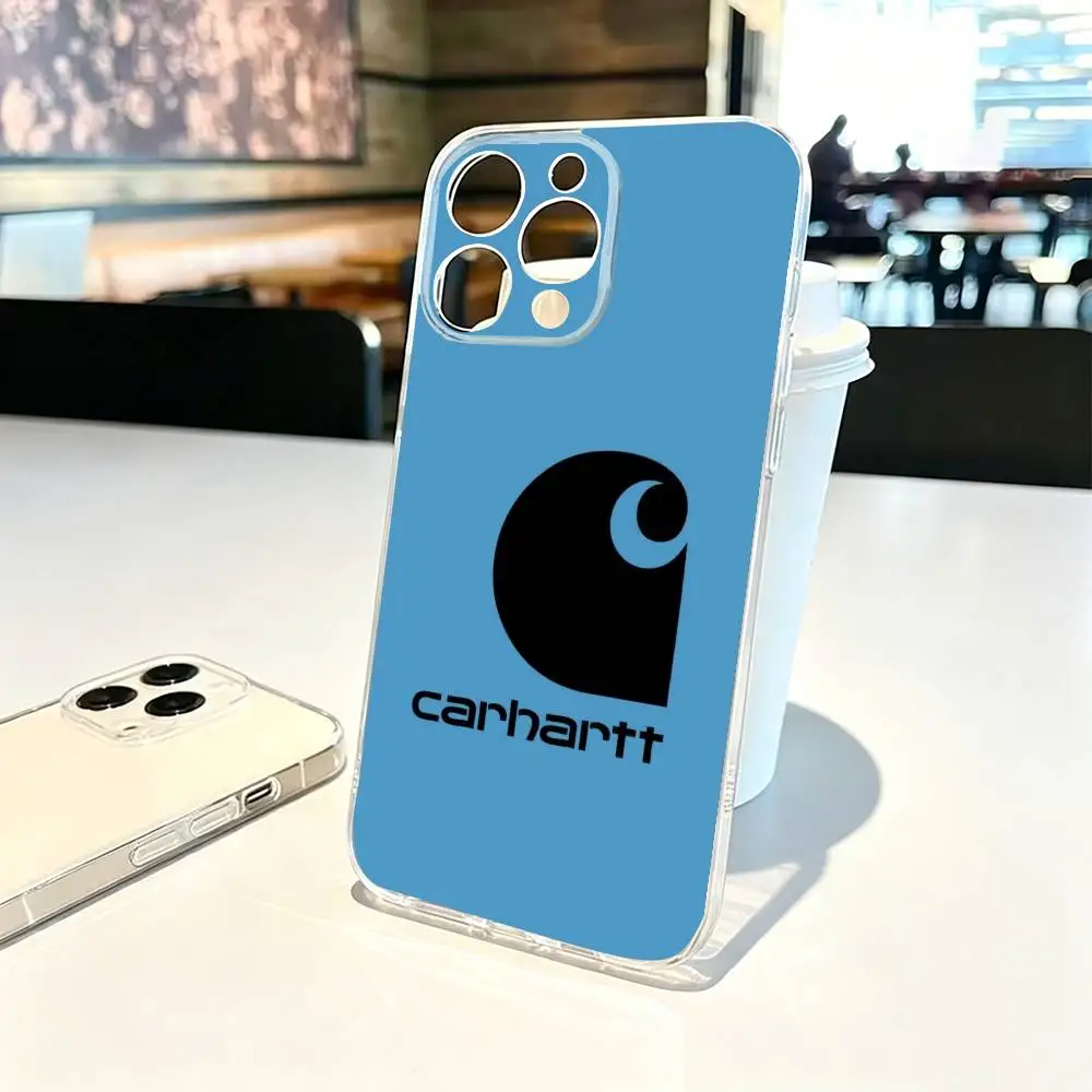 Фото Кожаный чехол для телефона C-Carhartt с логотипом для iPhone 17 16 15 14 13 12 11 Mini Pro Max Plus, прозрачная накладка №3