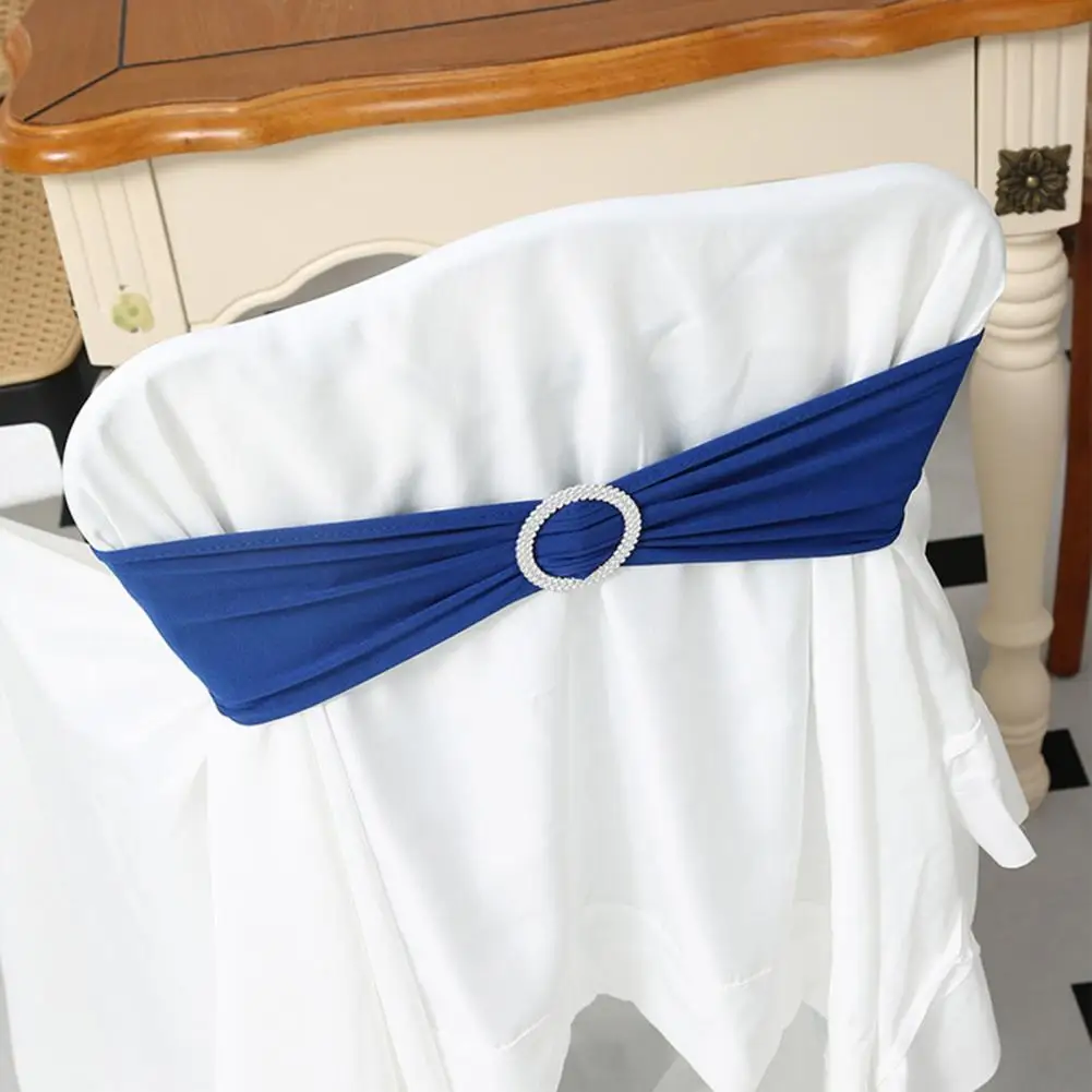 

Dropshipping! Chair Bowknot High Elastic Reusable Bright Color Wedding Ceremony Dining Chair Back Band Ribbon Home Decor 10Pcs