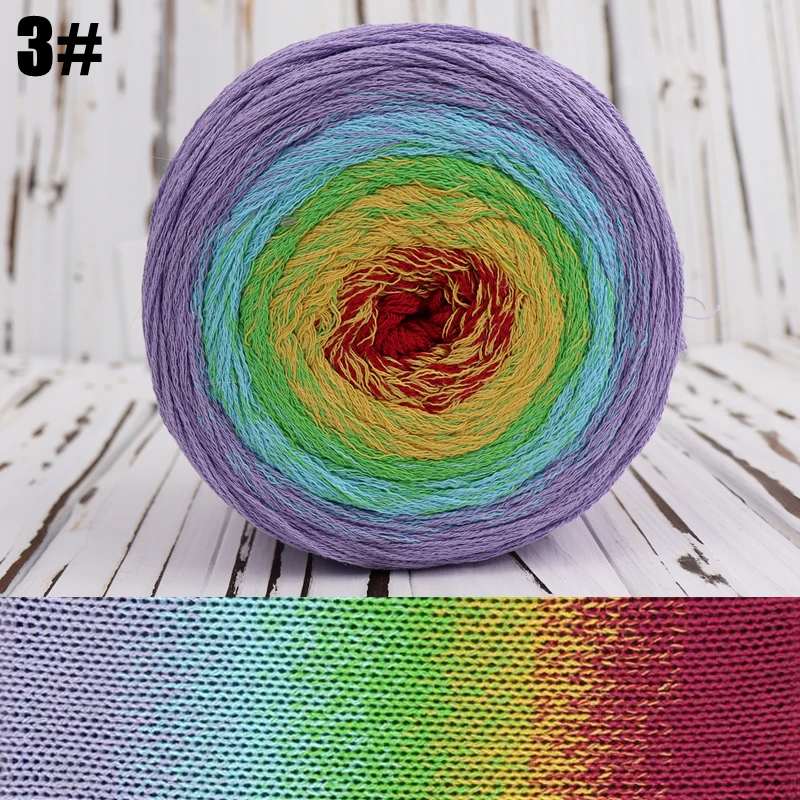 1000 Meters Rainbow Segment Dyed Summer Natural Flax Yarn 6 Strand DIY Knitting Baby Sweater Hat Cappa Knit Shirt |