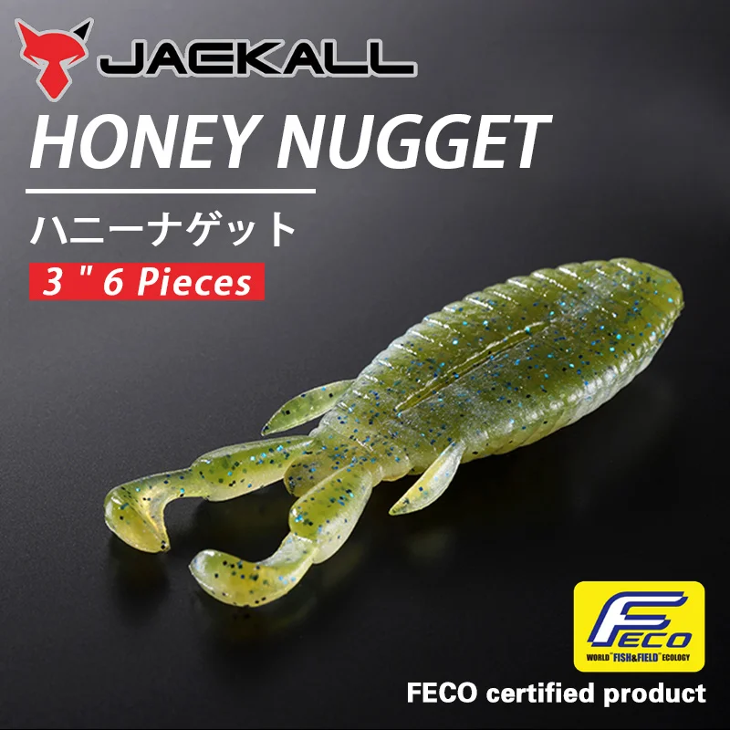 

Jackall Honey Nugget Soft Lure 6Pcs/Bag 3Inch Soft Bait Free Rig Feco Certified Lures For Fishing Crevette Leurre De Pêche