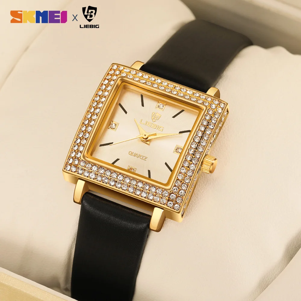 

SKMEI Fashion Women Watches Luxury Sports Gold Quartz WristWatch Women's Business Casual Leather Watch for women L1022