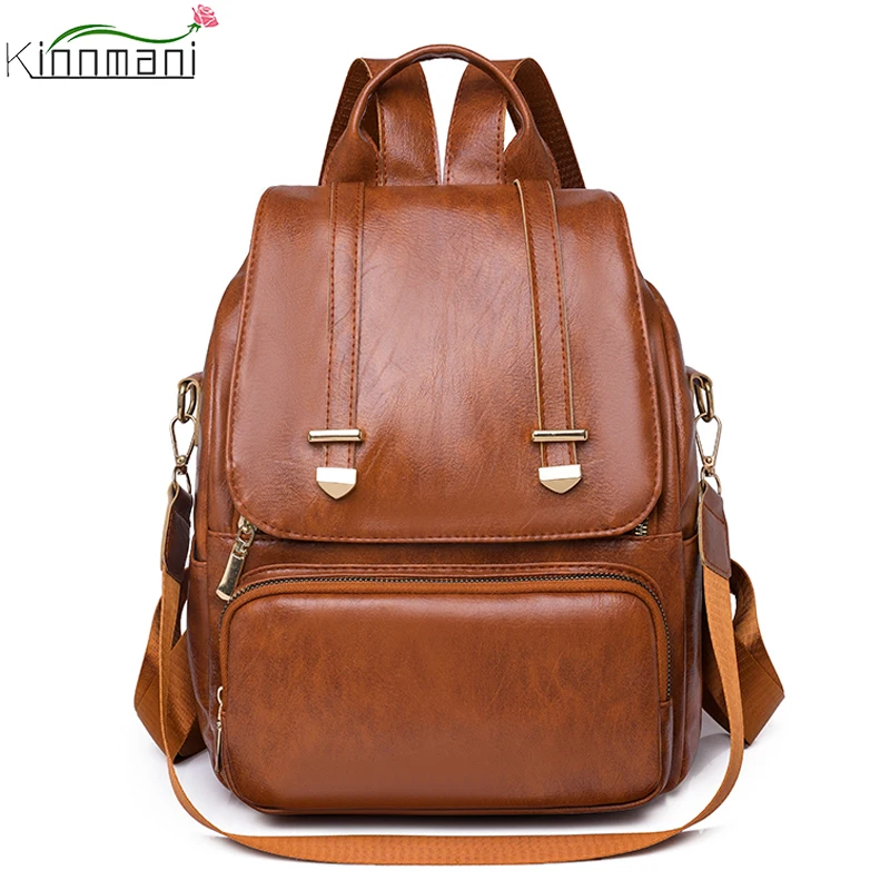 

Fashion Designer Women's Backpack Multi-function Leisure Women Backpacks Retro Large Capacity Anti-theft Backpack Girl Schoolbag