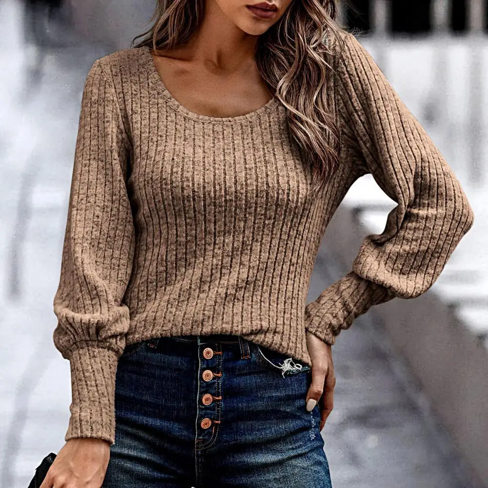 

Stylish Lady Sweater Anti-shrink Winter Sweater Solid Color Pure Color Women Winter Sweater Thermal